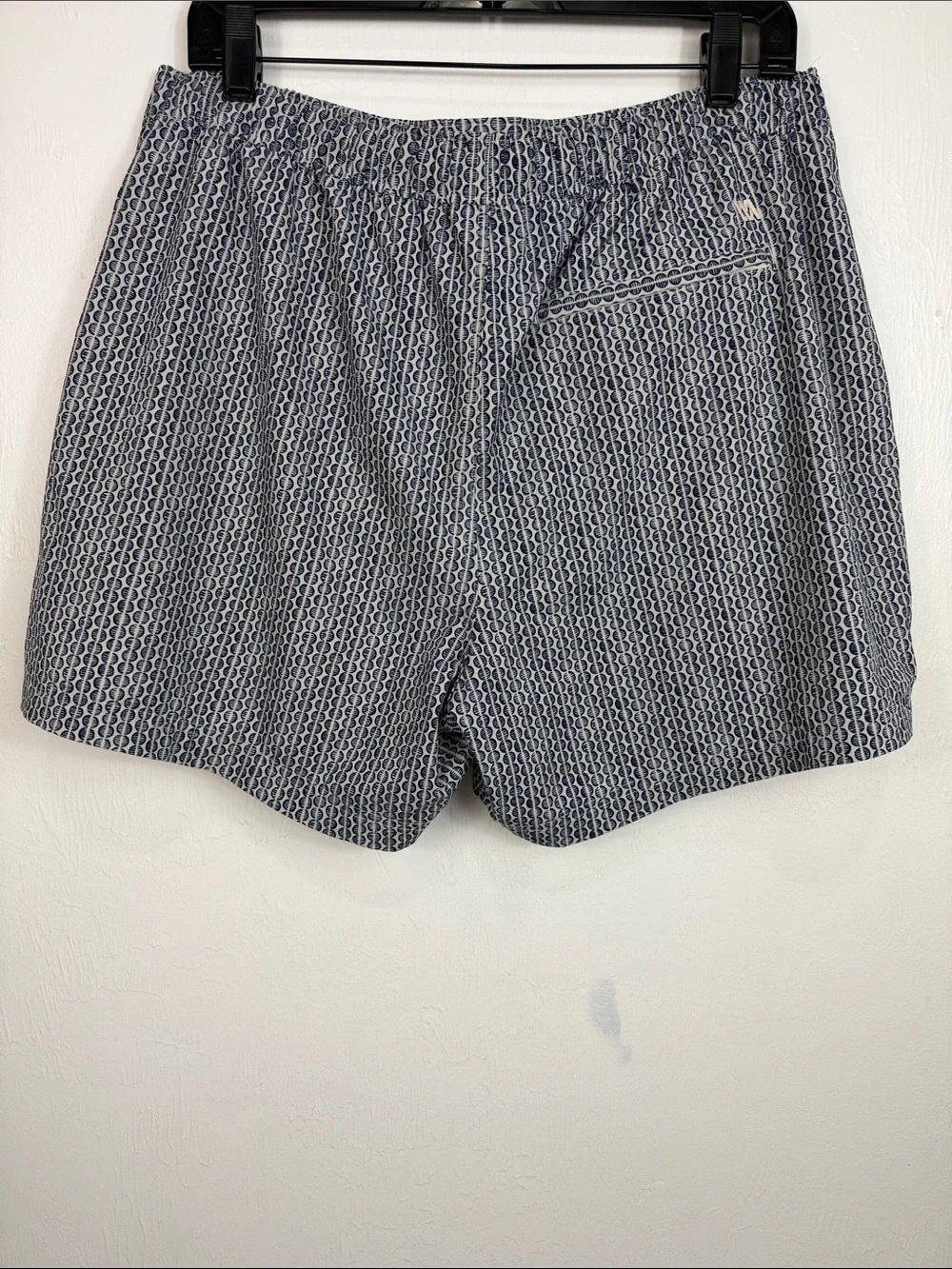 VRST Men’s Lined Performance Swim Trunks Gray Navy Print Size Large 5” Shorts